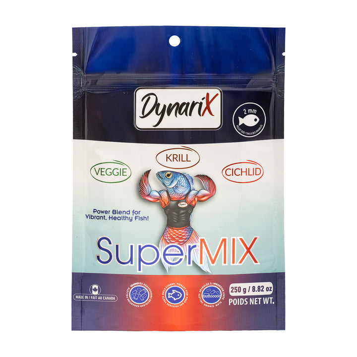 DynariX SuperMIX Fish Food, 2mm Pellets, 250g, Krill-Cichlid-Veggie Blend