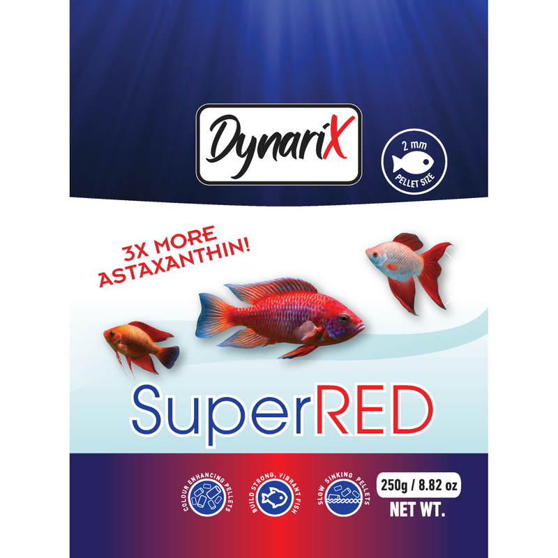 DynariX SuperRED Fish Food, 2mm Pellets, 250g, Colour-Enhancing Formula