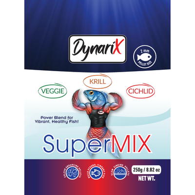 DynariX SuperMIX Fish Food, 2mm Pellets, 250g, Krill-Cichlid-Veggie Blend