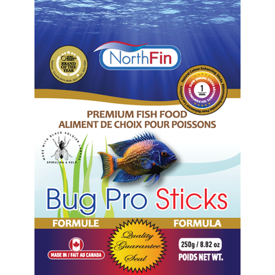 NorthFin Bug Pro Sticks Fish Food, 1mm Pellets, 250g, Made with Black Soldier Larvae