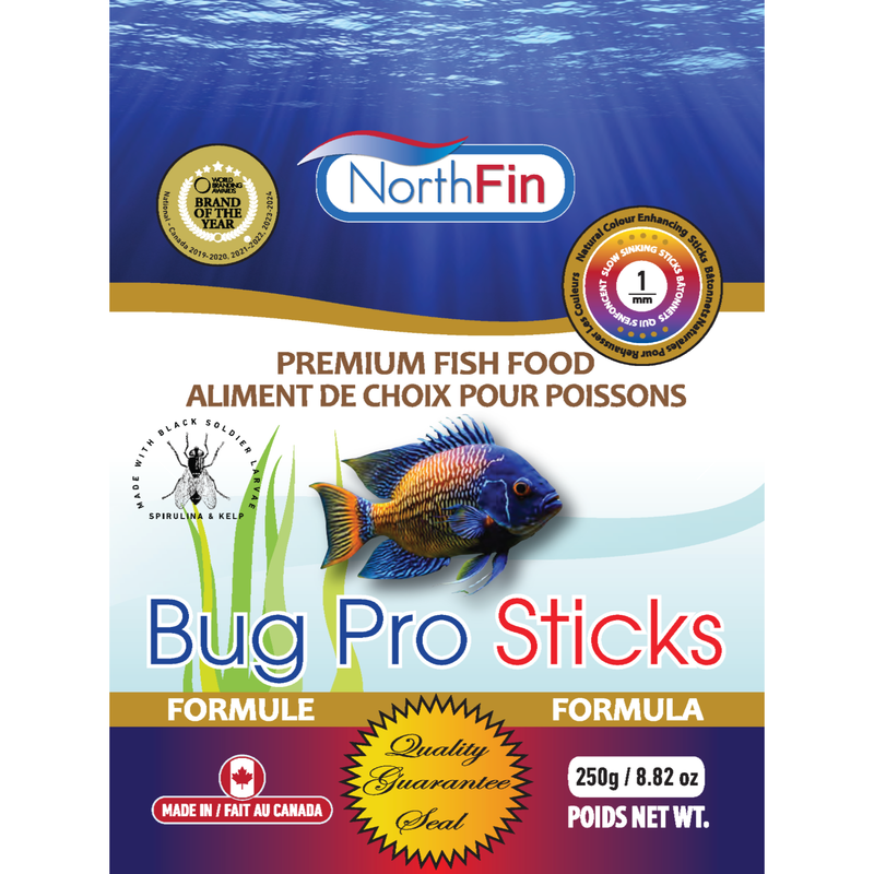 NorthFin Bug Pro Sticks Fish Food, 1mm Pellets, 250g, Made with Black Soldier Larvae