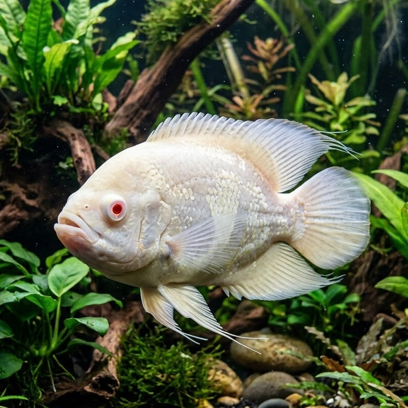 Snow White Albino Oscar Cichlid 2" (Astronotus ocellatus)(Unsexed)