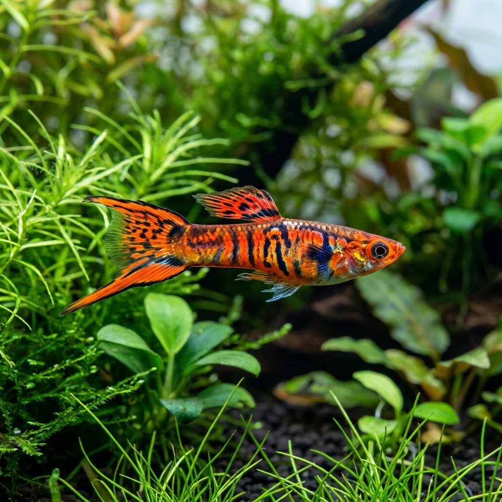 Red Tiger Endler – Poecilia wingei (Males)