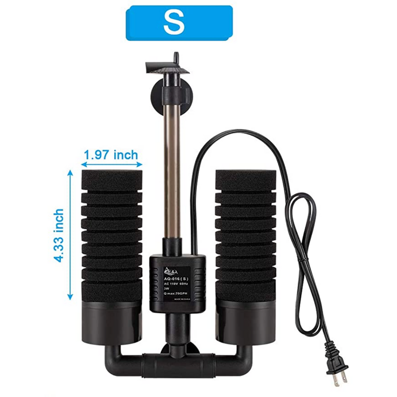 Dual Glass Mounted Power Sponge Filter with Bio Media